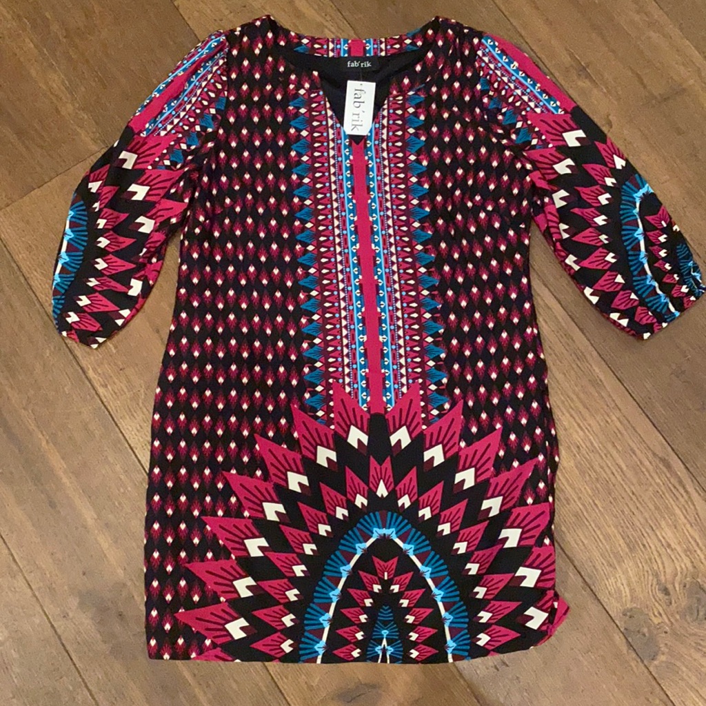 Fabrik Magenta Patterned Dress-New With Tags, Medium